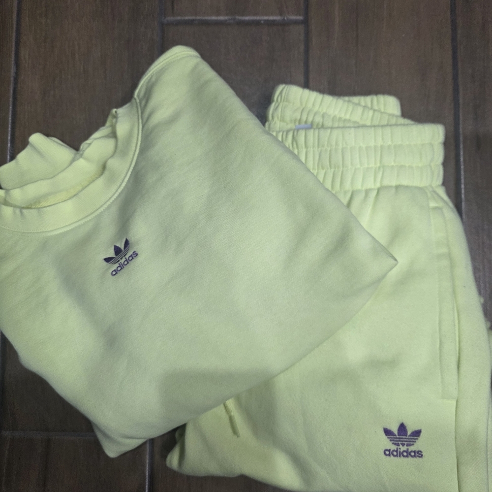 Adidas Women Lime Green Jogger Set